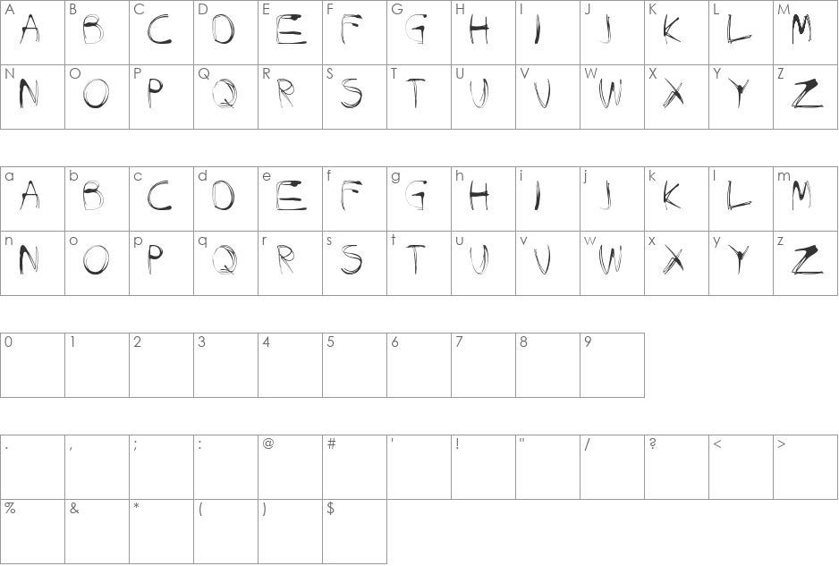 glow-carro-danish-spiik font character map preview