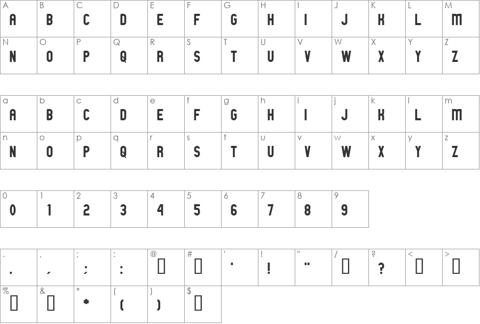 GM Exp Norm font character map preview