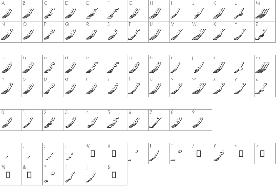 GM Exp Shadow Gravestone2 font character map preview