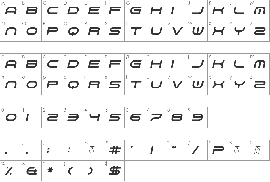Gnaw Hard font character map preview