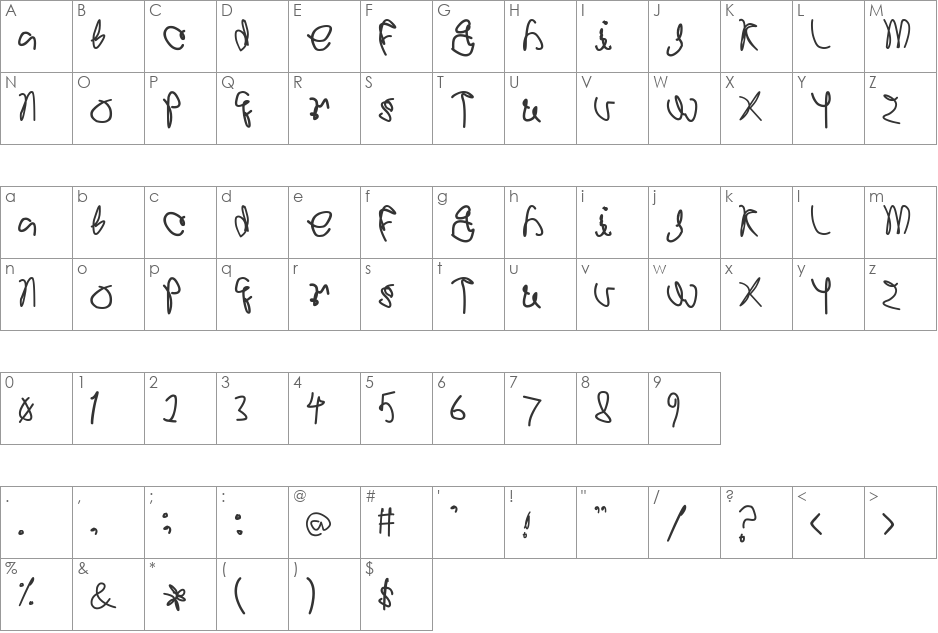 Gnololo Plain font character map preview