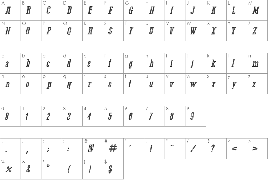 Go 2 Old Western font character map preview