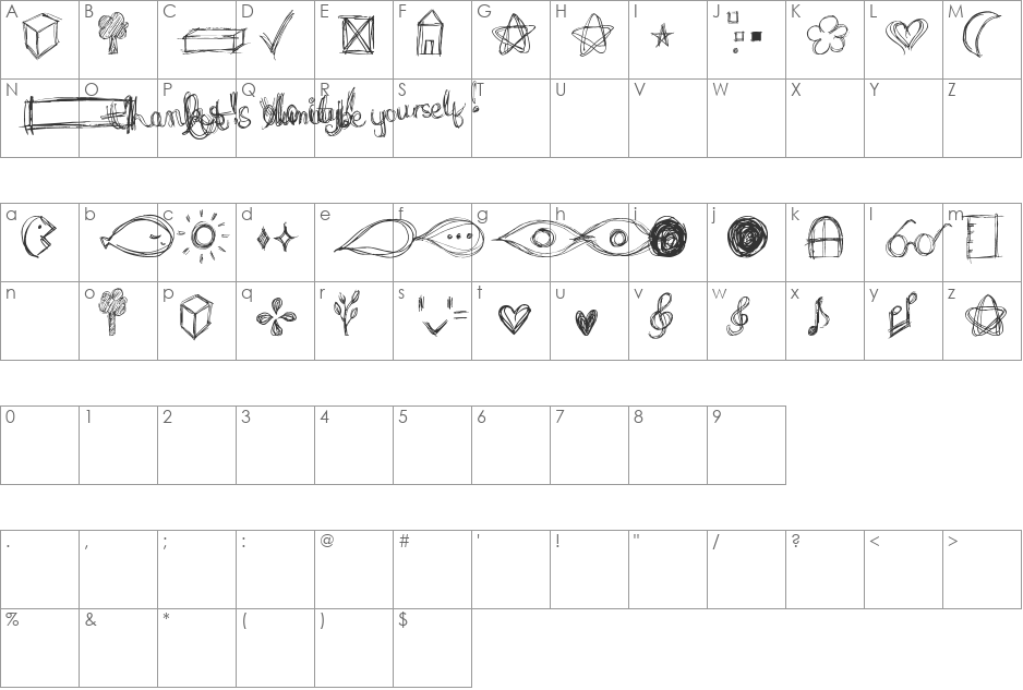 go around the books - symbols font character map preview