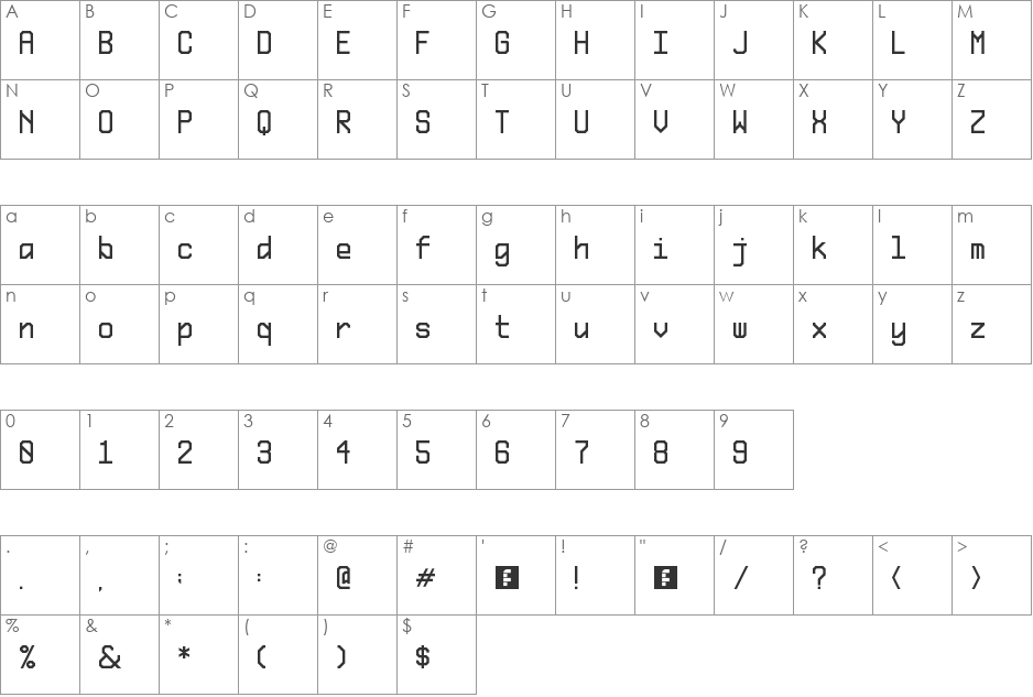 Go Norm font character map preview