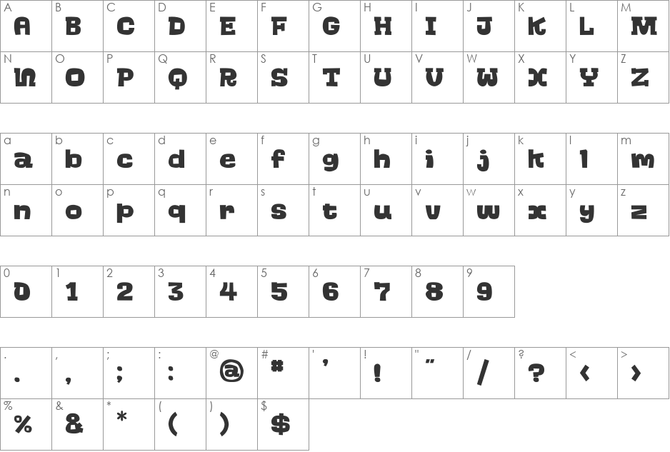 Go-Go-Go font character map preview
