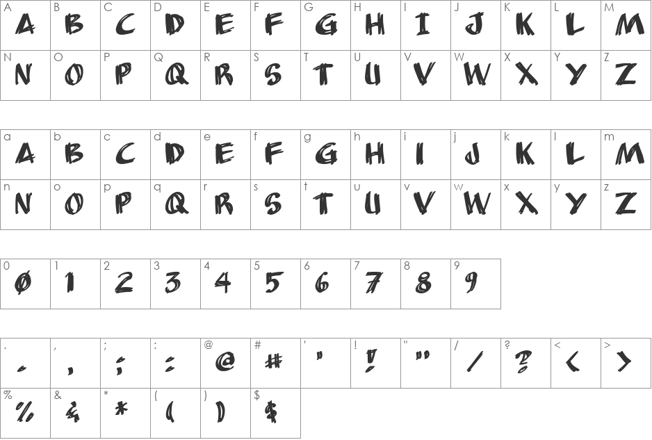 AnuDaw font character map preview