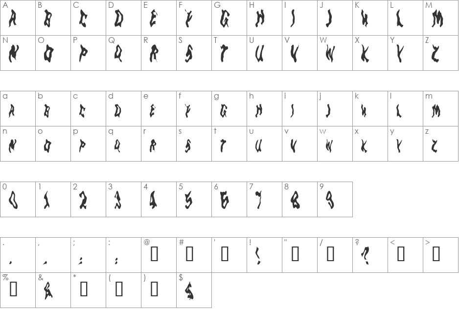 GoblinMoon font character map preview