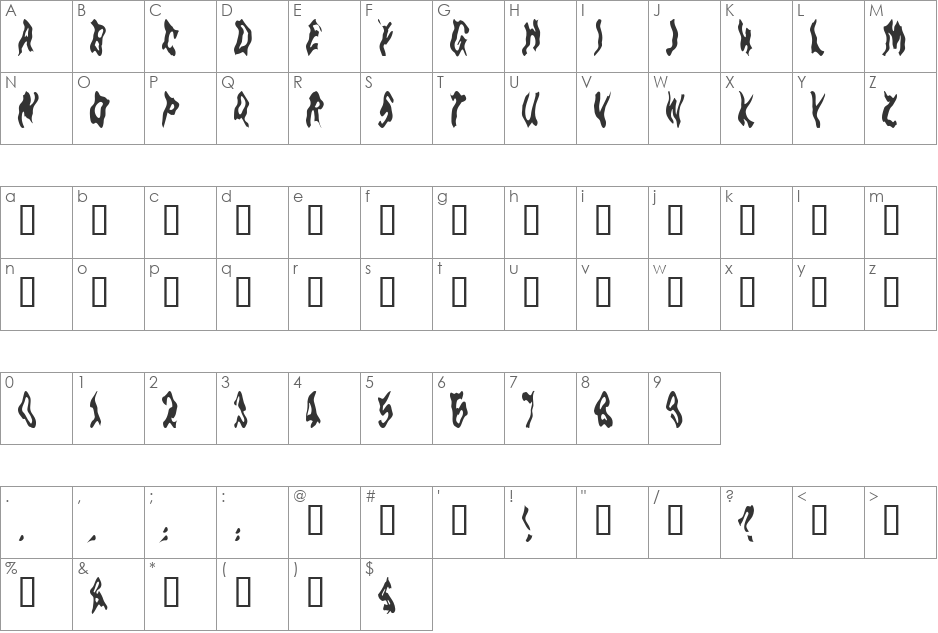 GoblinMoon font character map preview