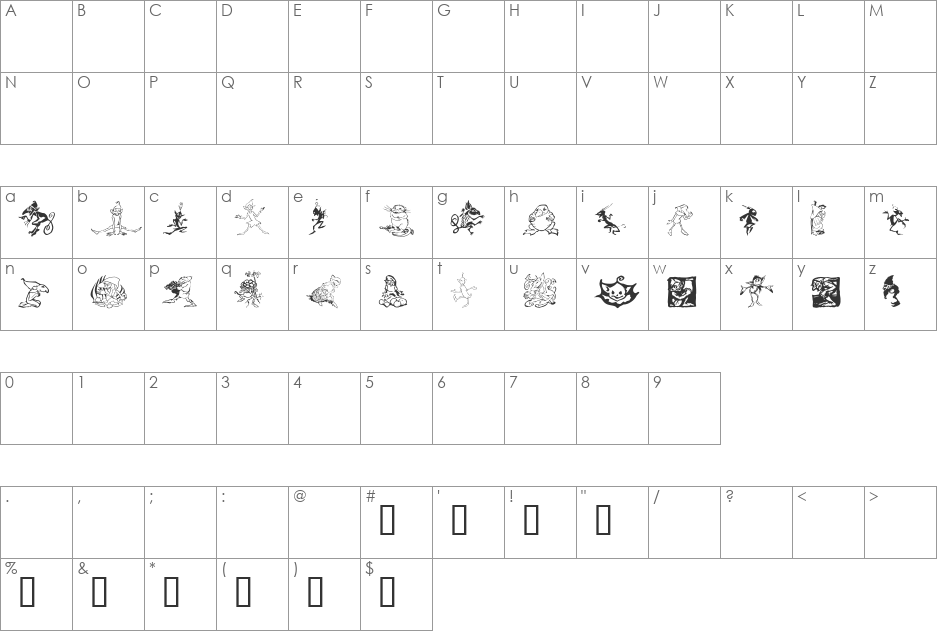 Goblins font character map preview