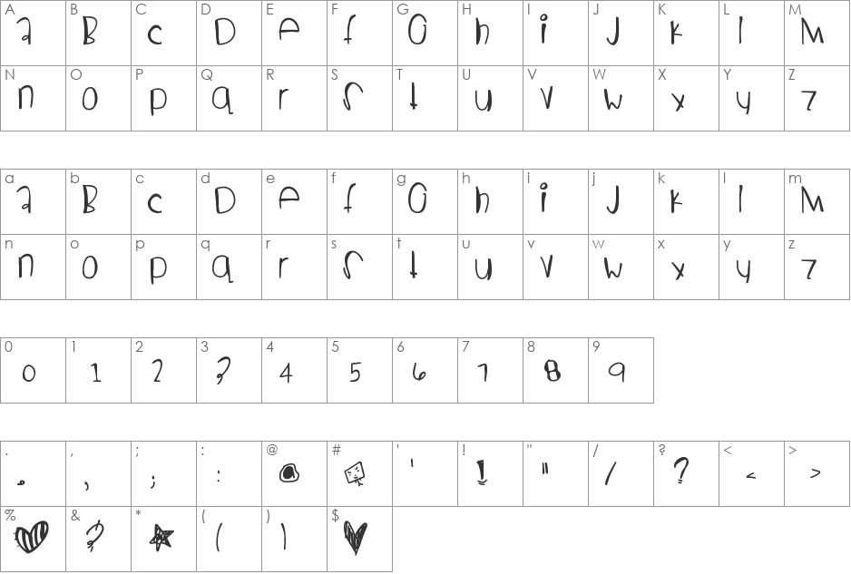 GodGivenName font character map preview