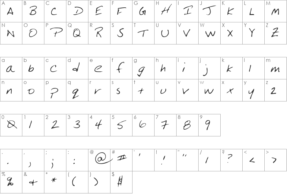 Goducks font character map preview