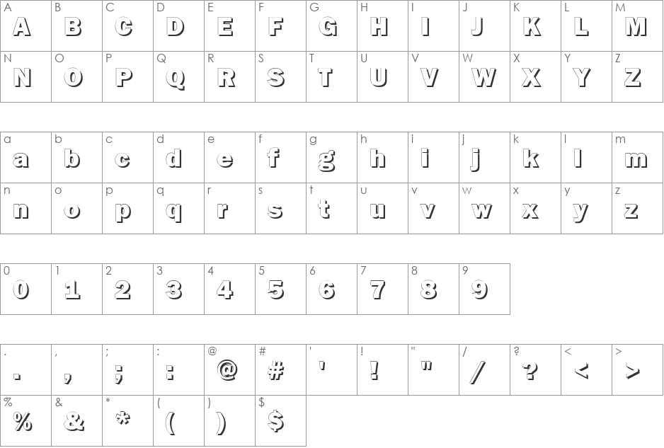 Goffik-Shadow font character map preview