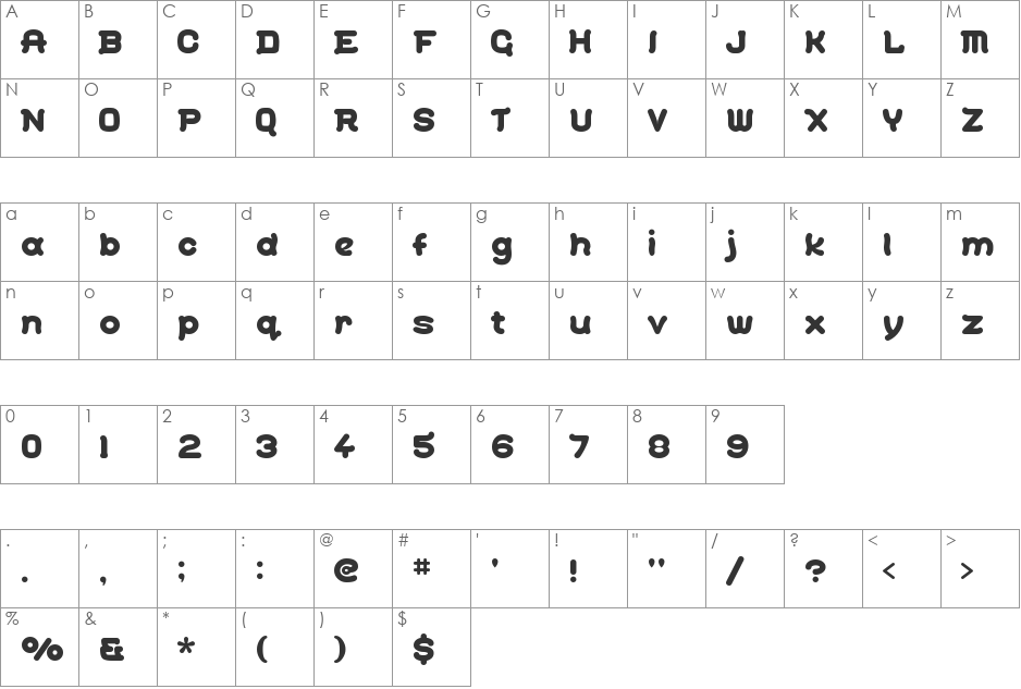 Gohan font character map preview