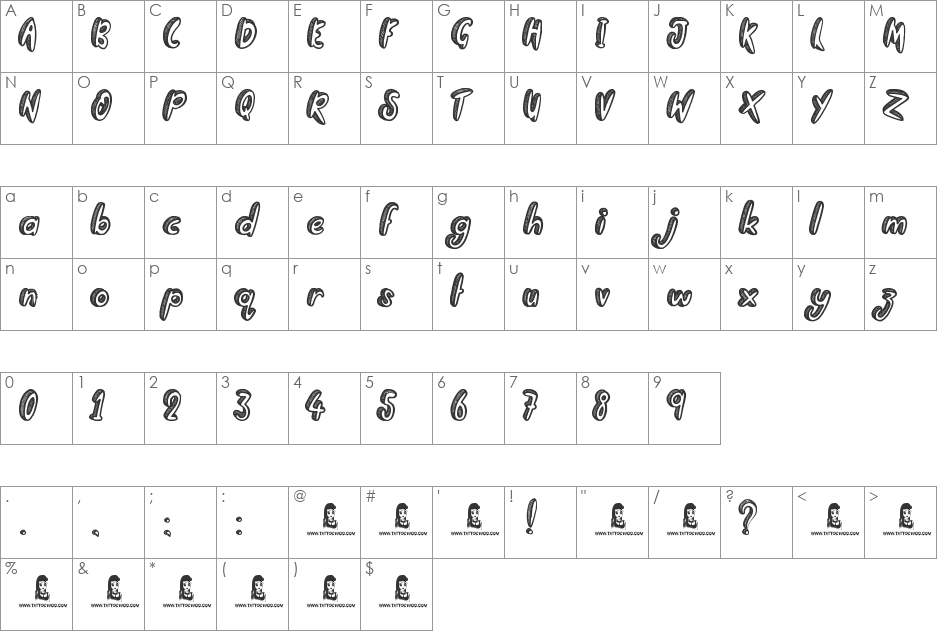 Going Rogue font character map preview
