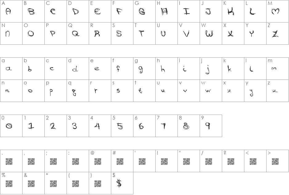 GoingAround font character map preview