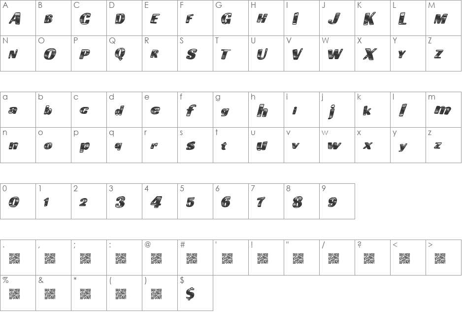 GoingFast font character map preview