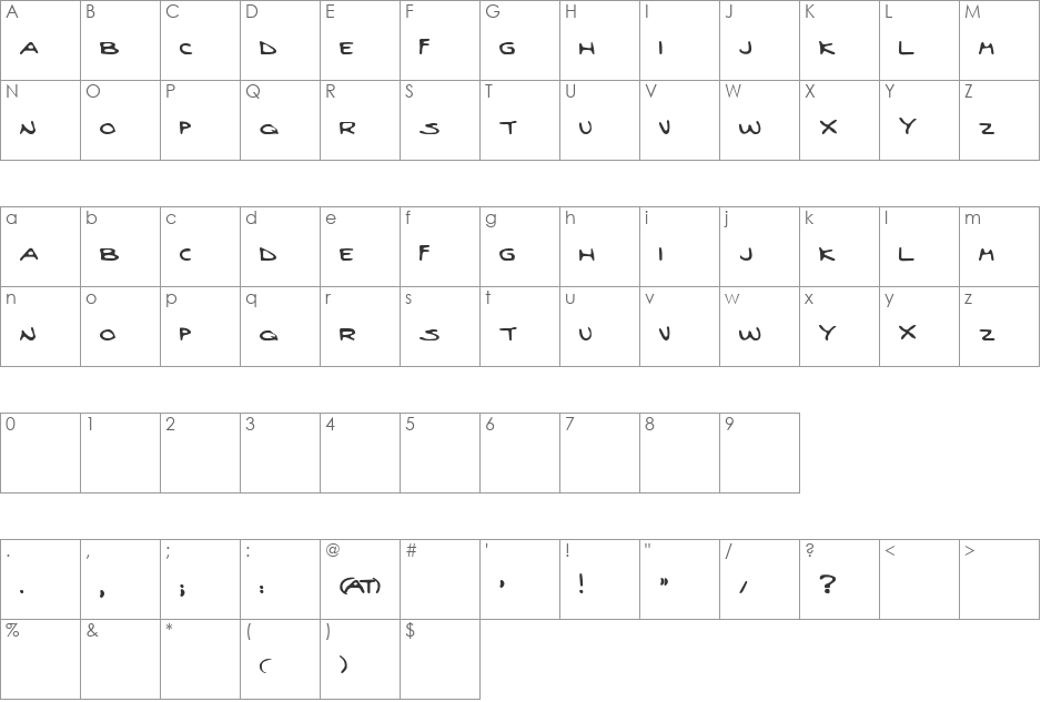 Goldberg font character map preview