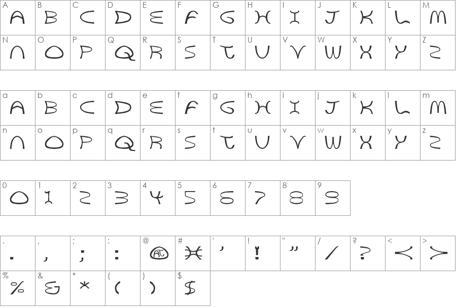 Golden Arches font character map preview