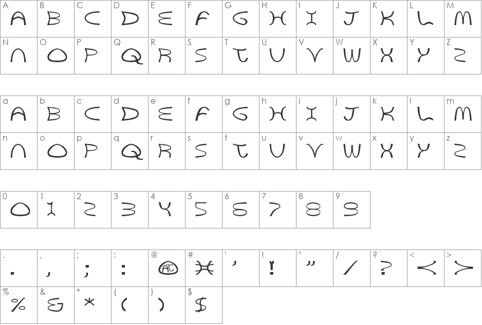 Golden Arches Outline font character map preview