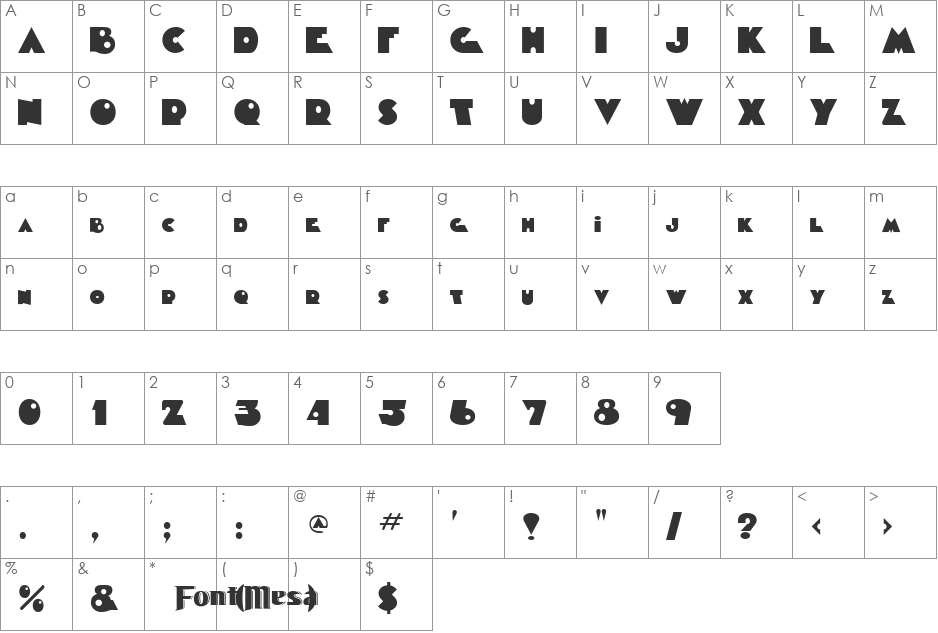 Golden Court font character map preview