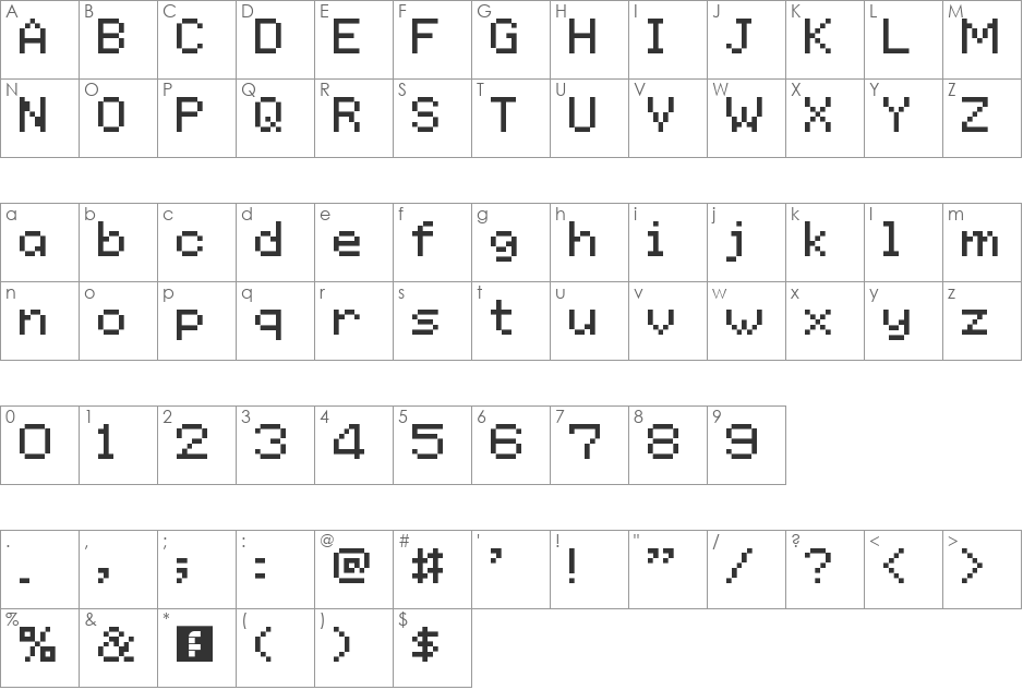 Golden Sun font character map preview