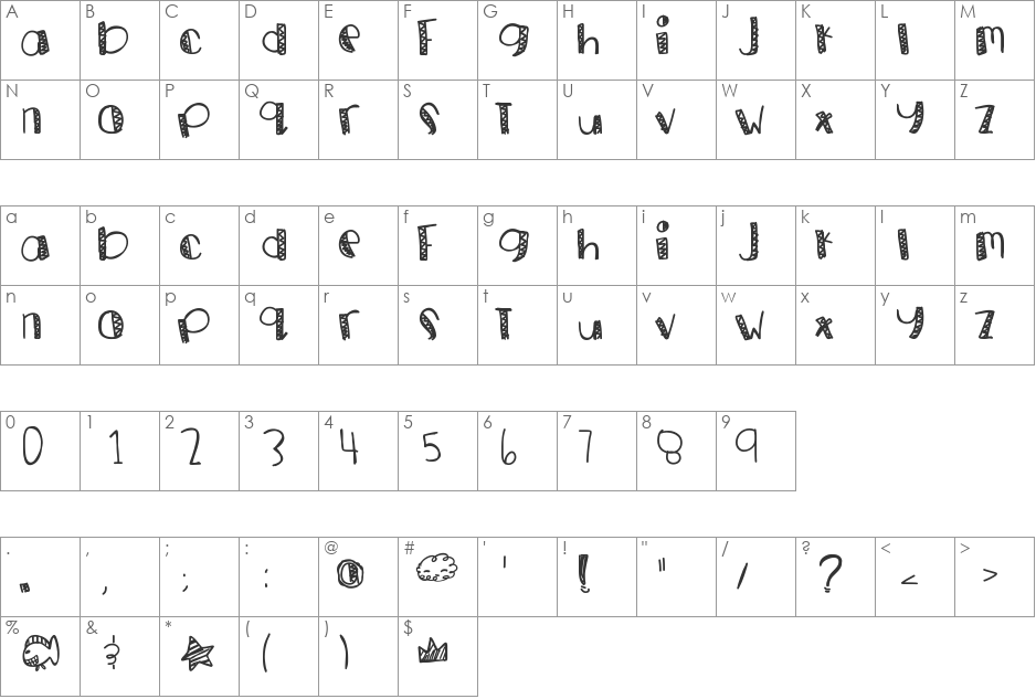 GoldPanda font character map preview