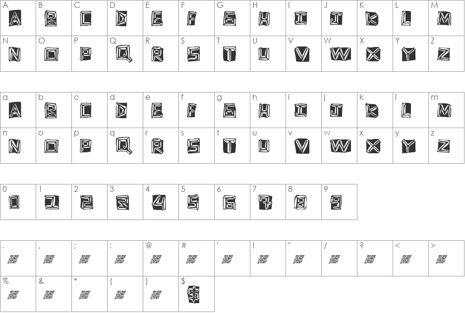 GoldRing font character map preview