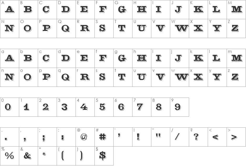 Goldstone font character map preview