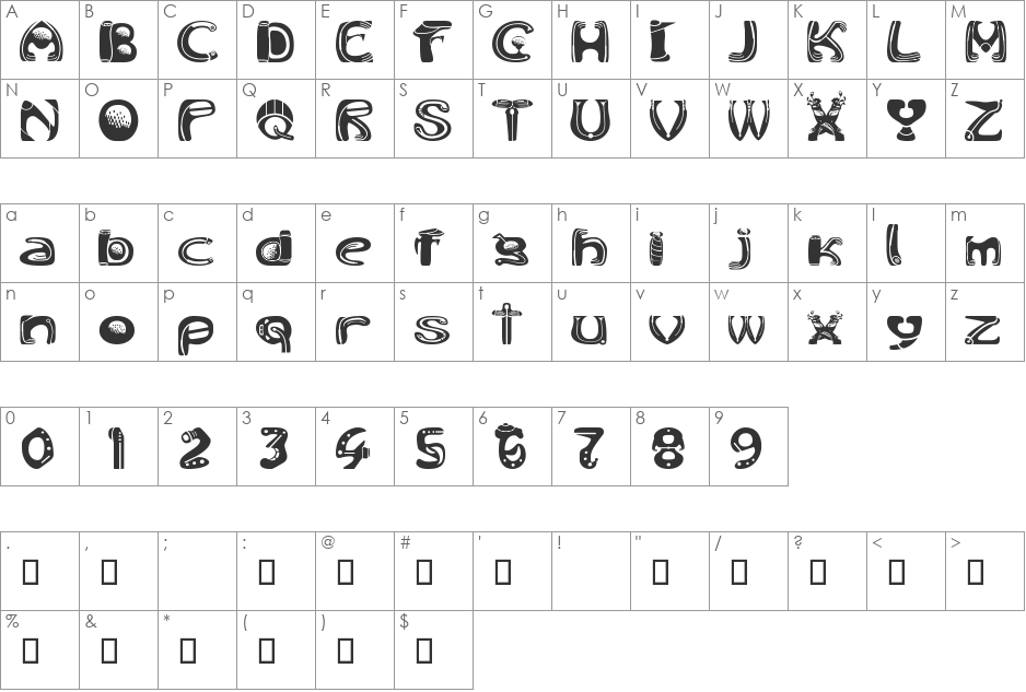Golf Tools font character map preview