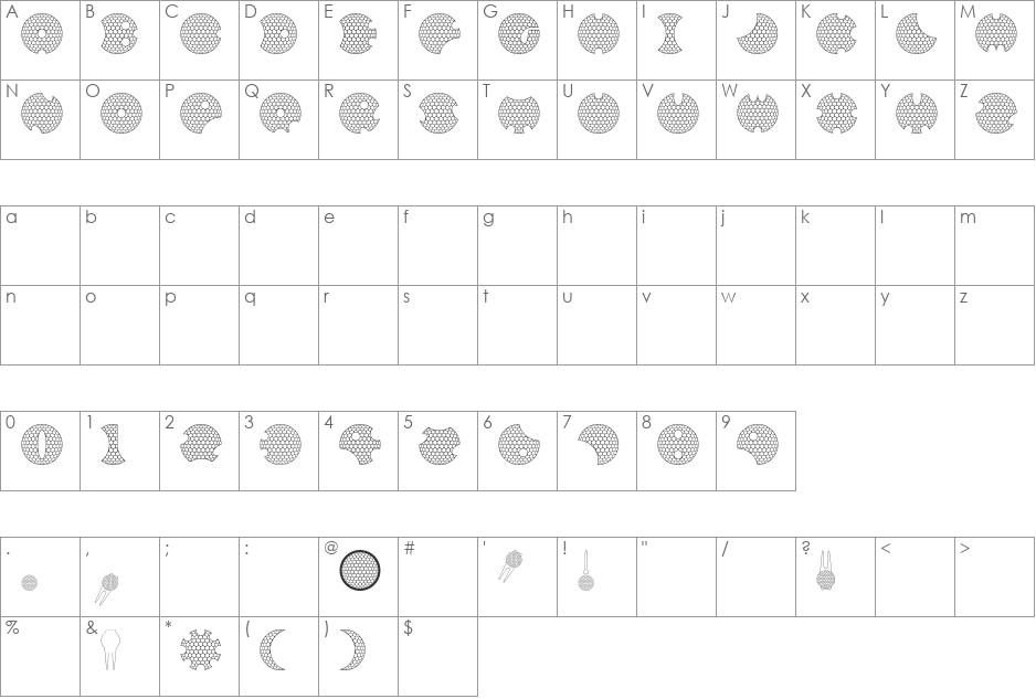 GOLFABET font character map preview