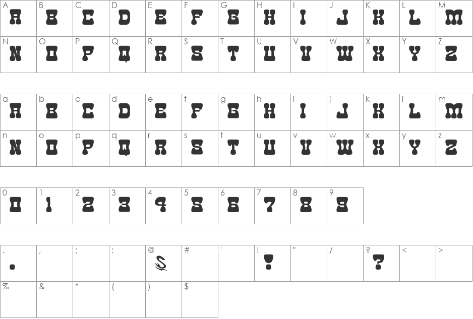 Goma Western 2 font character map preview