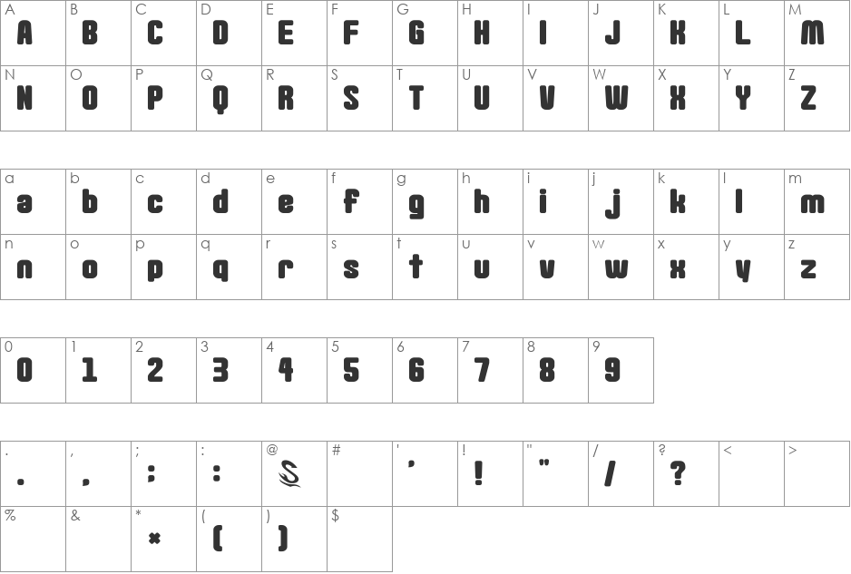 Goma-Standard02 font character map preview