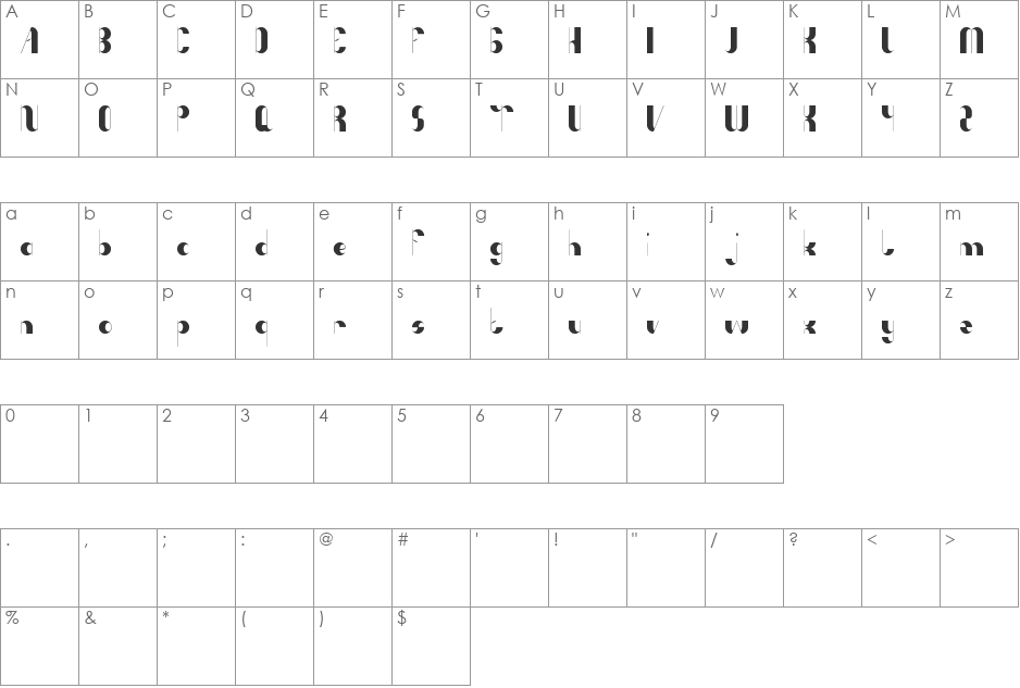 Anything Mean Everything font character map preview