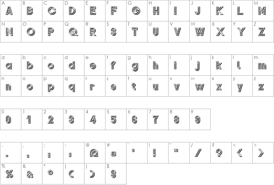 Gondrin font character map preview
