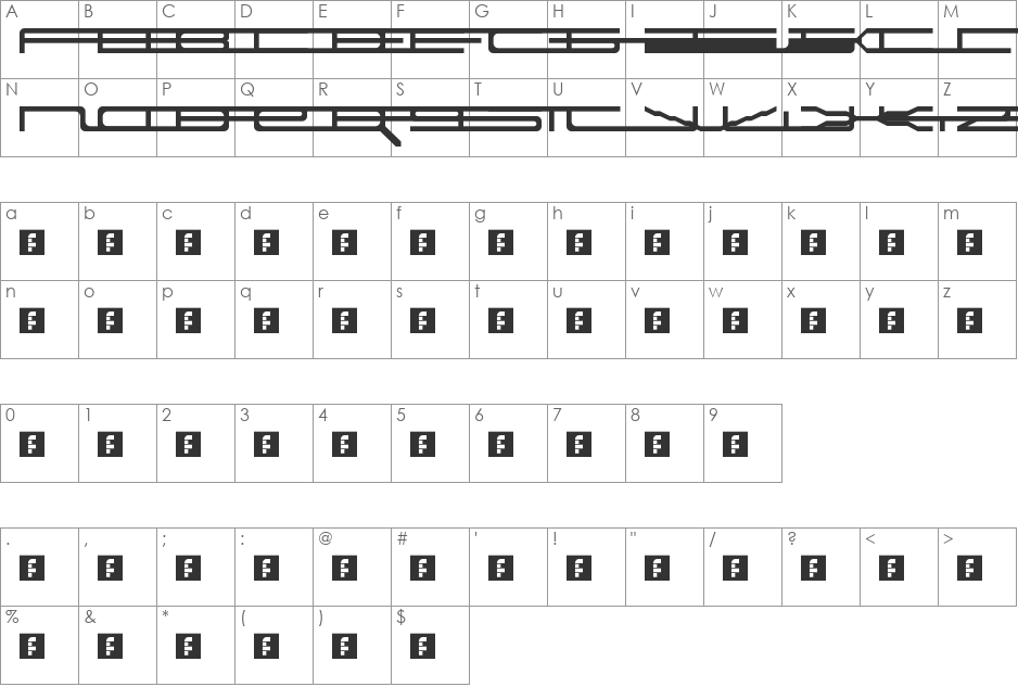 Gone Wide font character map preview