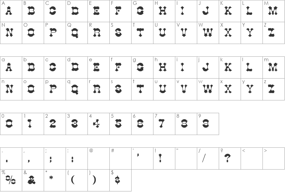 Good Bad Ugly font character map preview