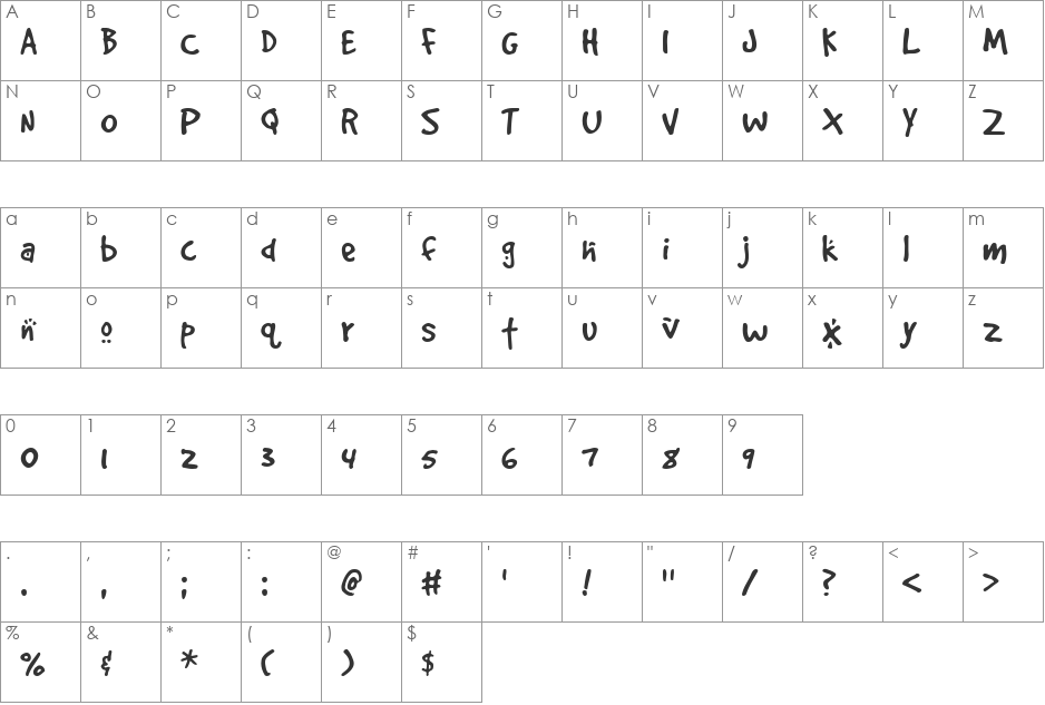 GoodDog Cool font character map preview
