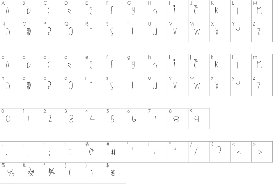GoodNeighbor font character map preview