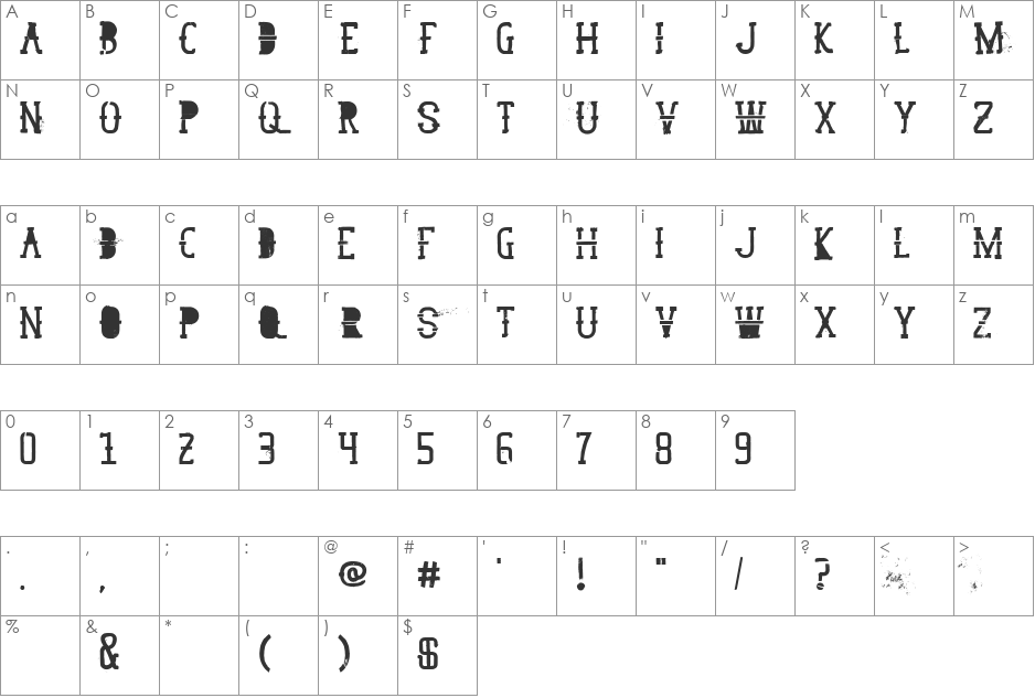 GoodPeace font character map preview