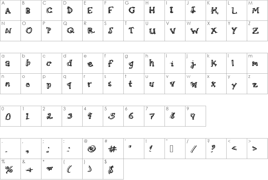 GoodTime font character map preview