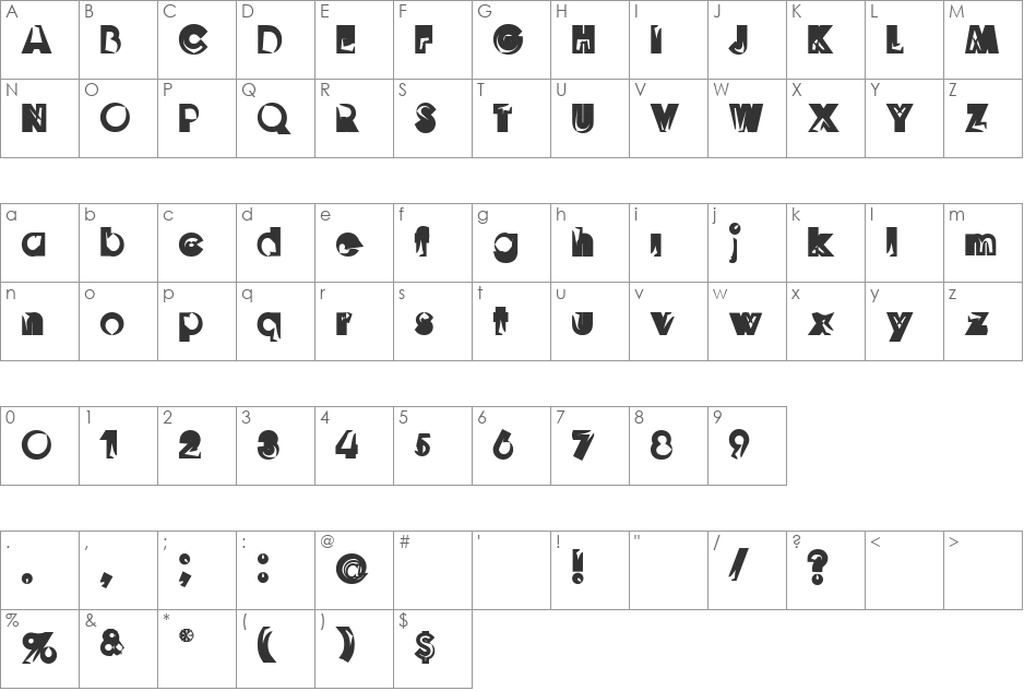 Goonberry Bold font character map preview