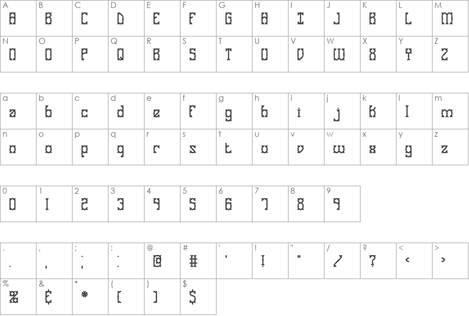 Goose Bumps BRK font character map preview