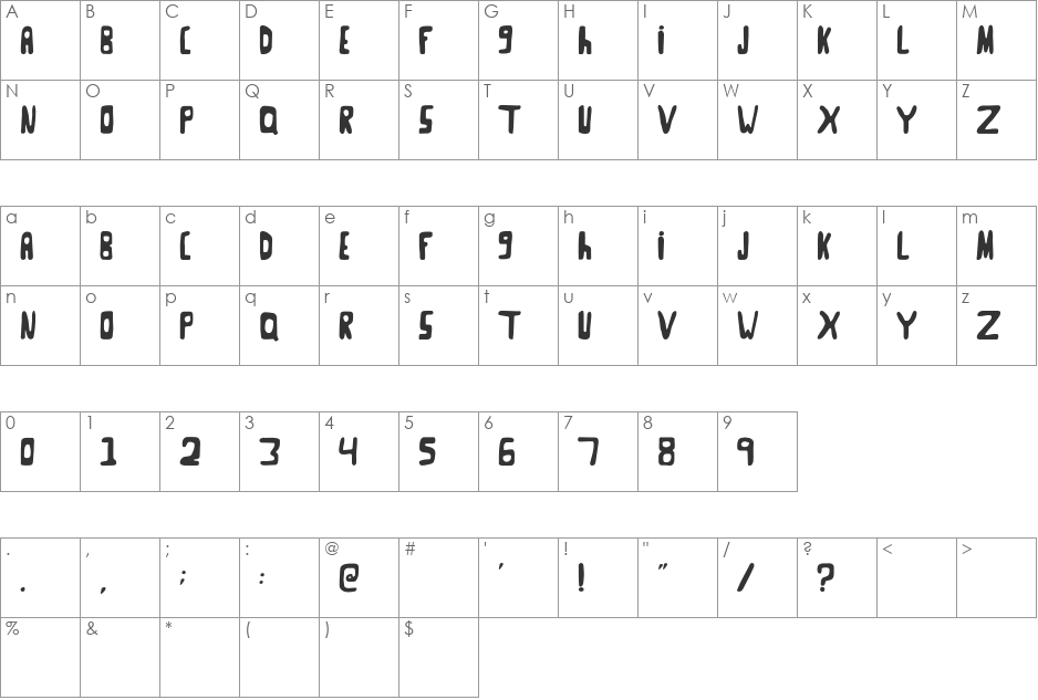 Goose Neck font character map preview