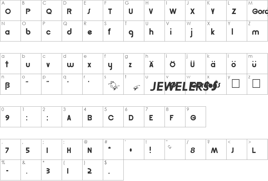 GordonsJewelers.fog font character map preview