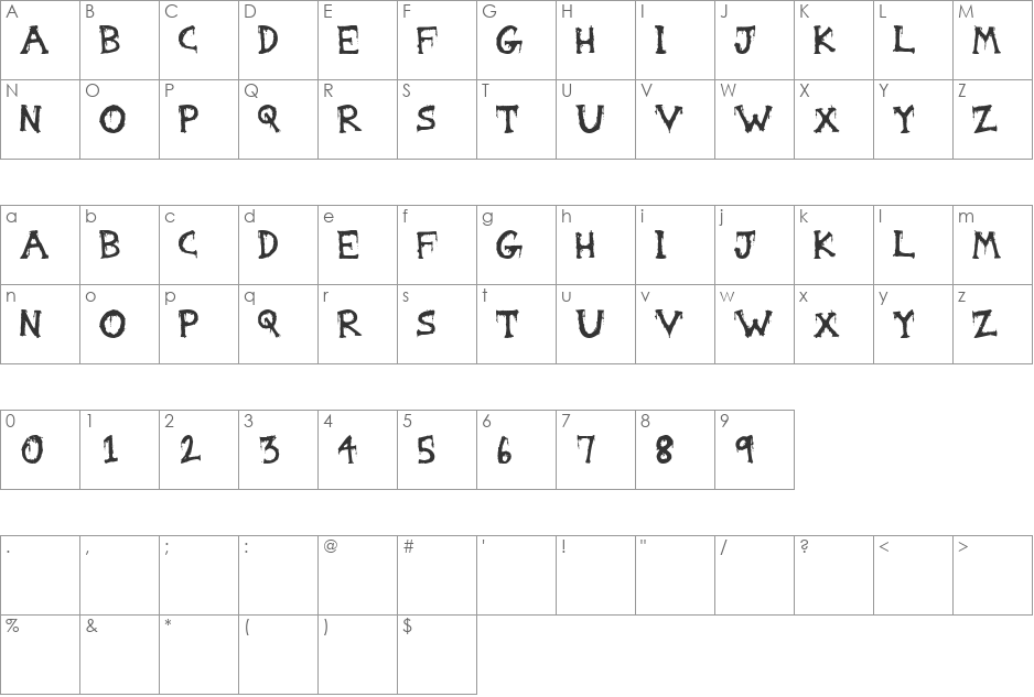 Gorestep font character map preview