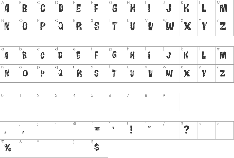 Gorgo font character map preview
