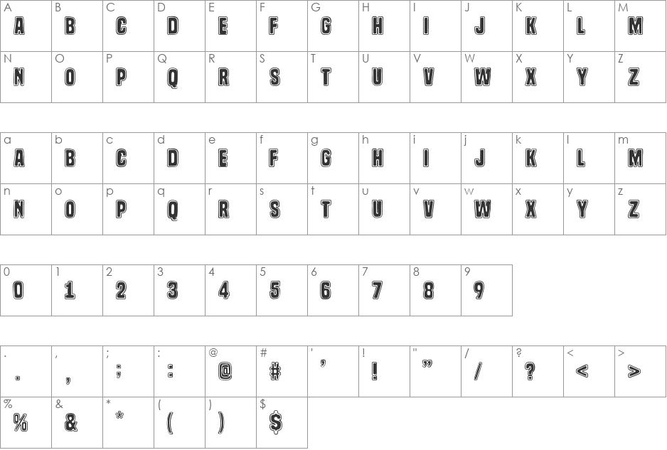 Gorilla BCN font character map preview