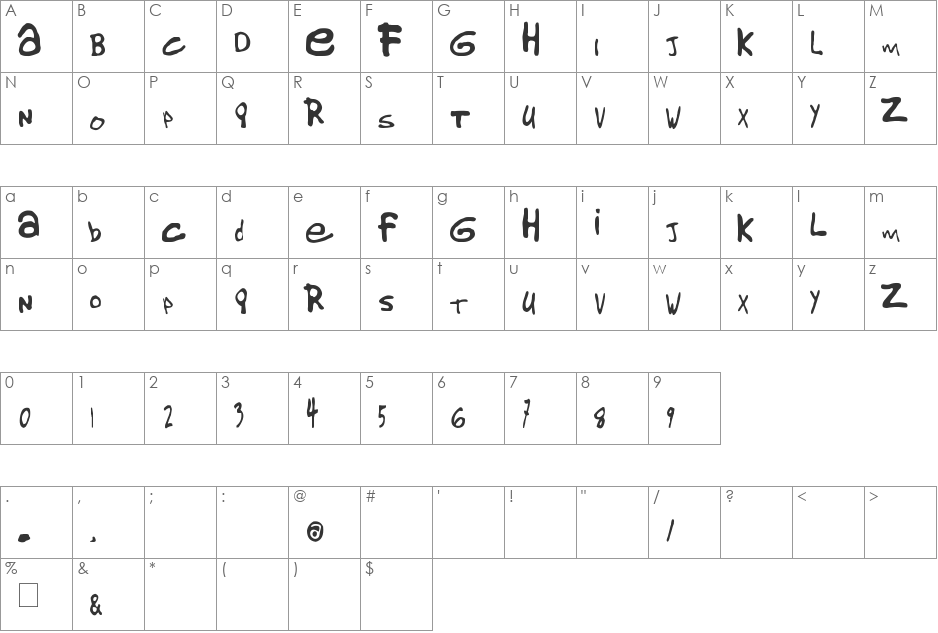 Gorillaz1 font character map preview