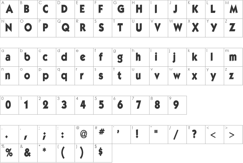 Gorlock font character map preview
