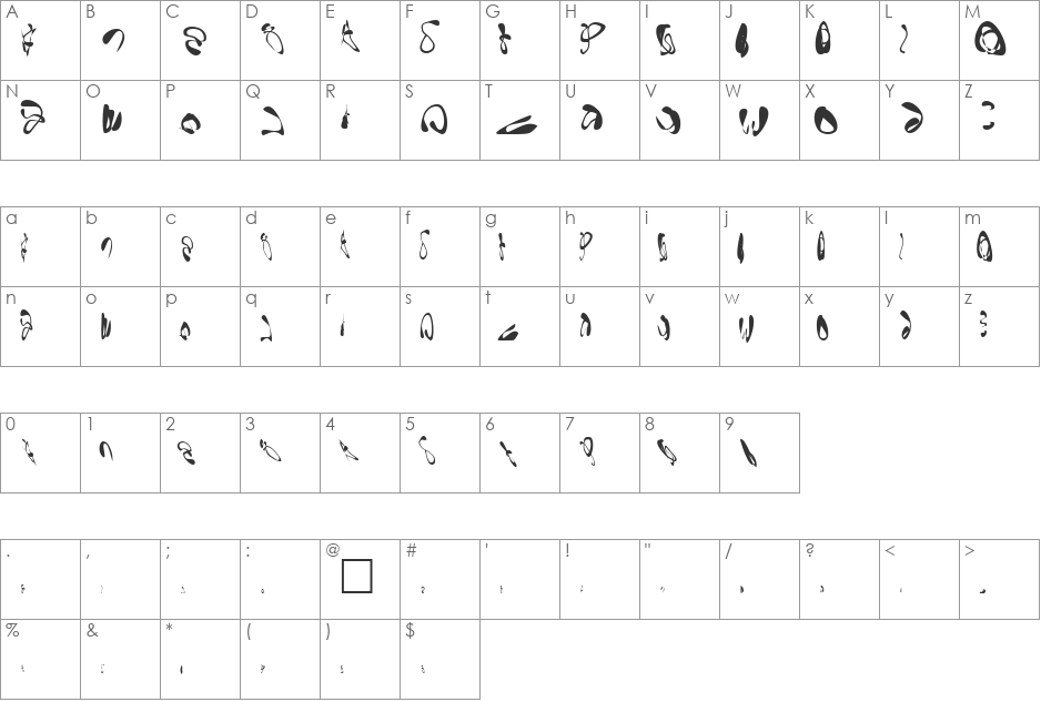 Gornathon font character map preview